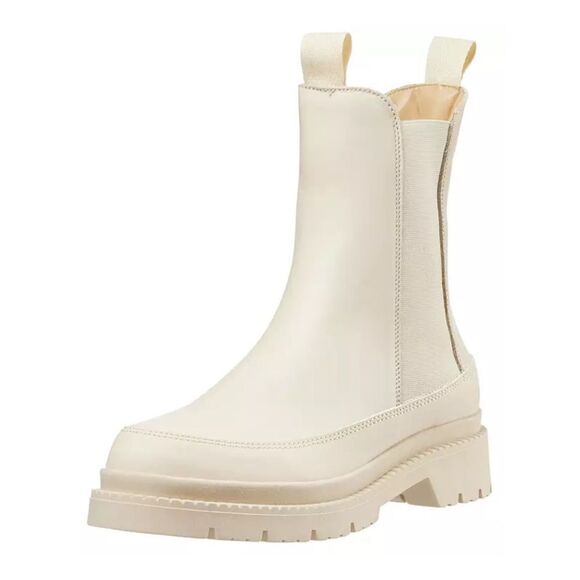 CALIA Peyton Leather Chelsea Lug Boots in Ivory - Picture 3 of 12